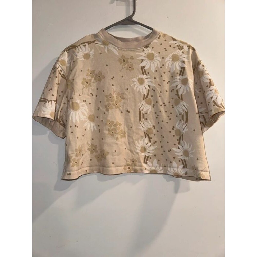 Women’s Nike Tan/Beige Floral Print Crop Top-Size Large